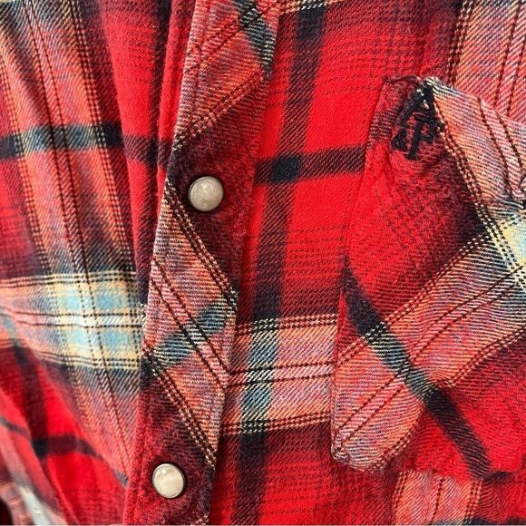 Abercrombie & Fitch Women's Red Plaid Button Down Flannel SIZE SMALL - Picture 4 of 6